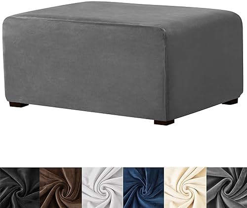 Luxurious Stretch Velvet Ottoman Cover for Large Ottomans