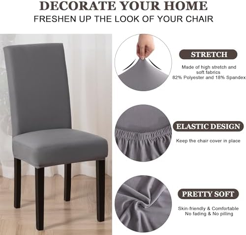 Sufdari Dining Chair Covers Set of 6 Gray