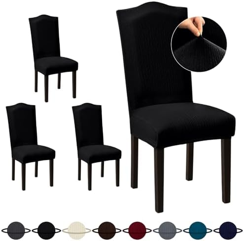 Sufdari Dining Chair Covers Set of 4 Black Non-Slip Spandex