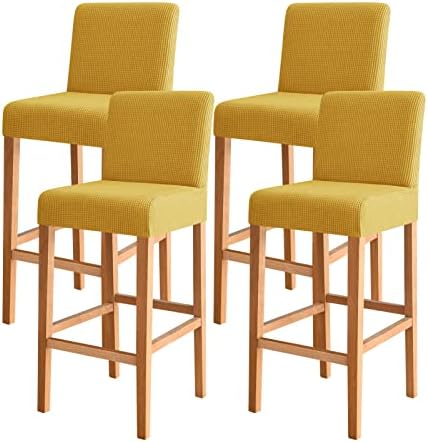 FORCHEER Bar Stool Covers Set of 4 Lemon Yellow Jacquard