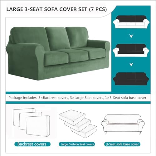 7 Piece Stretch Velvet Ektorp Sofa Covers Set 1
