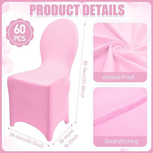 60 Pcs Pink Chair Covers for Weddings and Parties