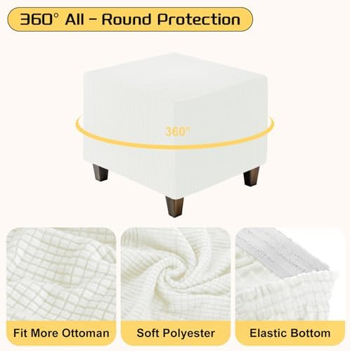 Uxcell Square Ottoman Cover with Elastic Bottom 1