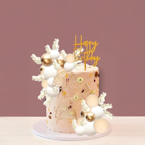 Gyufise 57Pcs Khaki Boho Grass Cake Topper Decorations