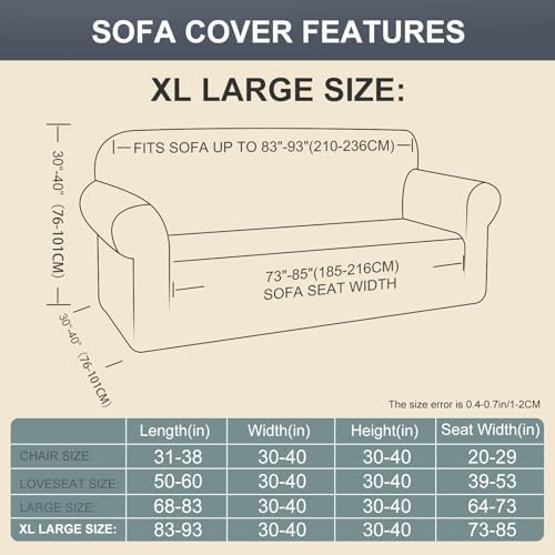 Luxshare Home Stretch Couch Cover for XL Oversized Sofa