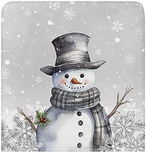 Grey Snowman Christmas Chair Covers Set of 6 for Dining Room