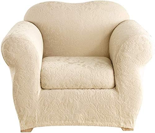 SureFit Stretch Jacquard Damask 2-Piece Chair Slipcover Oyster