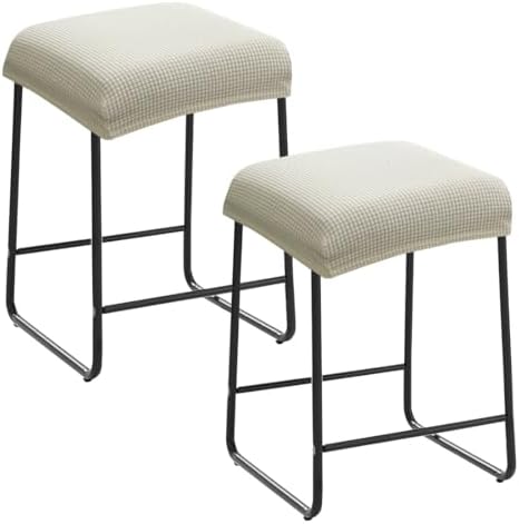 Levoberg Rectangle Bar Stool Cover Set of 2 Beige