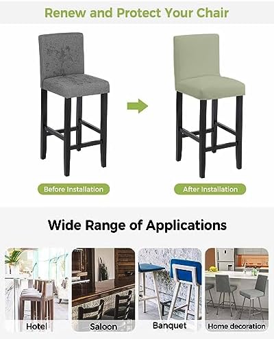 Sage Green Bar Stool Covers Set of 4 - Farmhouse Style Dining Chair Slipcovers
