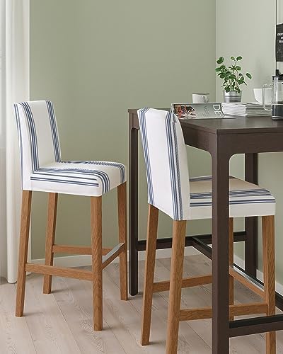 Blue Ticking Bar Stool Covers Set of 4 Stretch Elastic