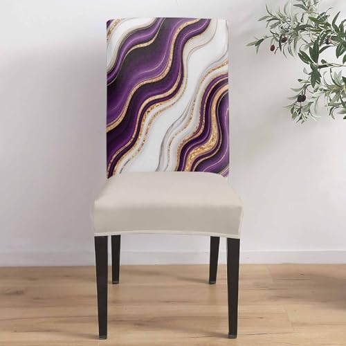 4 Pcs Stretch Spandex Dining Chair Covers with Abstract Geometric Stripes