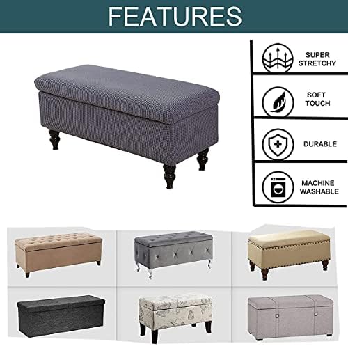 Rectangle Storage Ottoman Cover with Lid - Light Grey