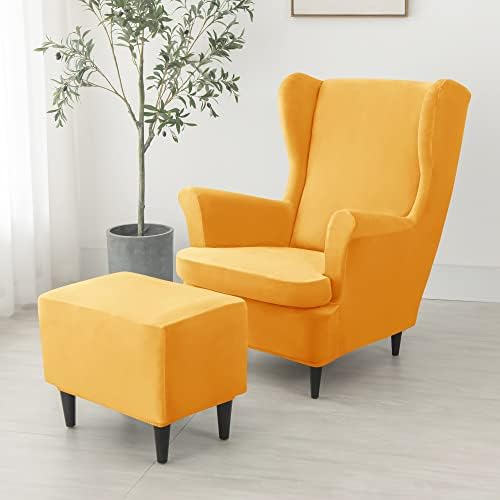 CONRUSER Velvet Ottoman Cover for Living Room Stool