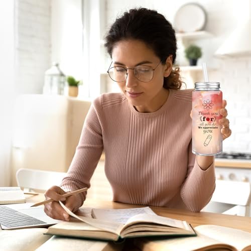 Skylety 24 Pack Reusable Teacher Appreciation Cups with Lids and Straws