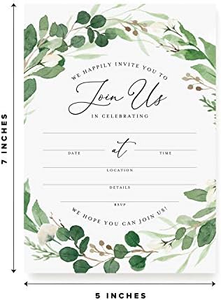 Bliss Collections Invitations with Envelopes 5x7 Pack of 25 Eucalyptus