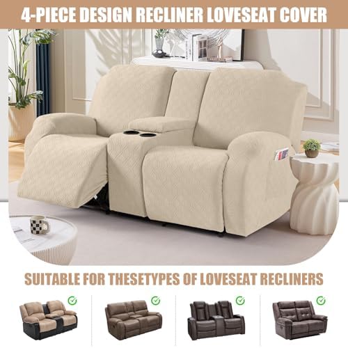 Vansofy Recliner Loveseat Cover with Console