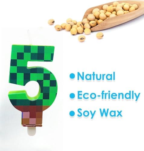 Green Pixel Miner Birthday Candles for Boys Girls 1