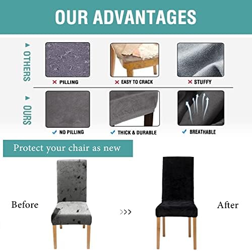 Velvet Chair Covers Set of 4 for Dining Room and Kitchen