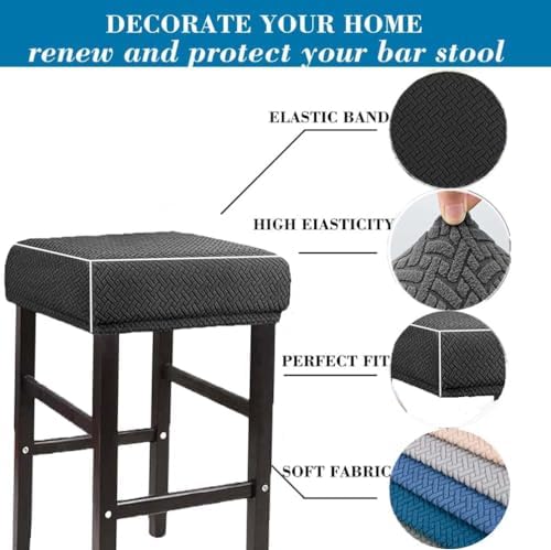Bar Stool Covers Set of 2 Black Stretch Slipcover