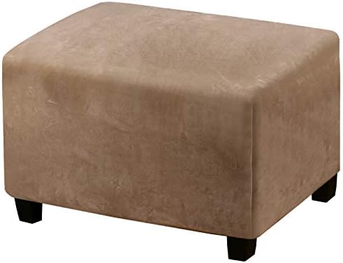 PrinceDeco Velvet Plush Stool Cover Large Camel