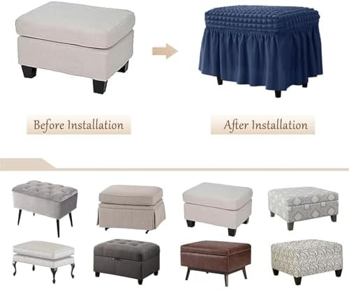 Light Blue Ottoman Covers with Ruffle Skirt