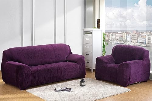 Vctops Velvet Plush Stretch Chair Slipcover for Kids and Pets
