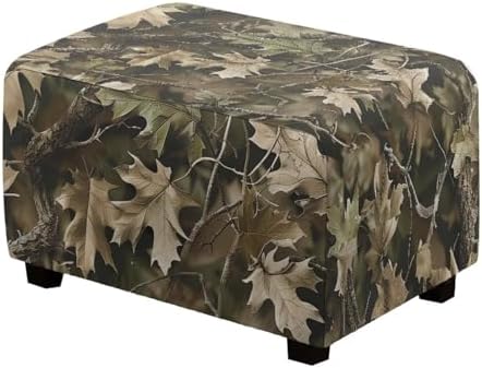Xoenoiee Forest Camouflage Stool Cover for Rectangle Ottoman