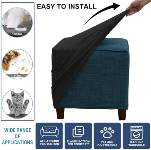 Bifaunvogel Square Ottoman Slipcover S Black