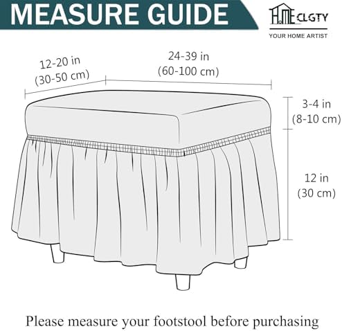 CLGTY Rectangle Ottoman Slipcover Beige Small