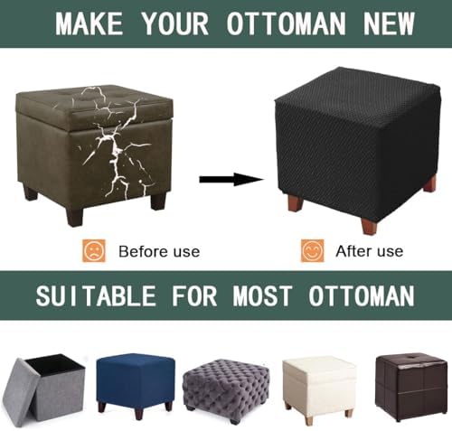 Bifaunvogel Square Ottoman Slipcover S Black