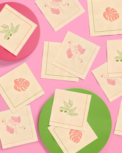 Xo Fetti Beige Tropical Napkins - 3-Ply 24 Pack