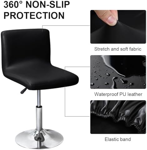 Waterproof Bar Stool Cover Set of 4 Black for Kitchen