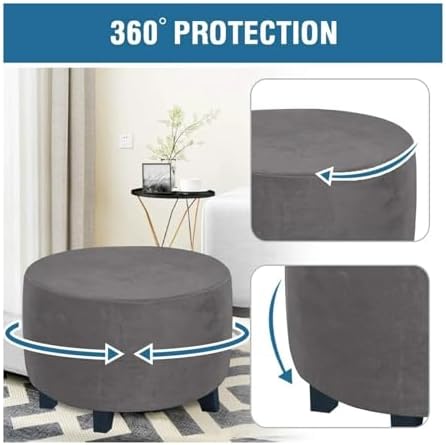 Velvet Plush Footstool Cover for XL Ottoman 1