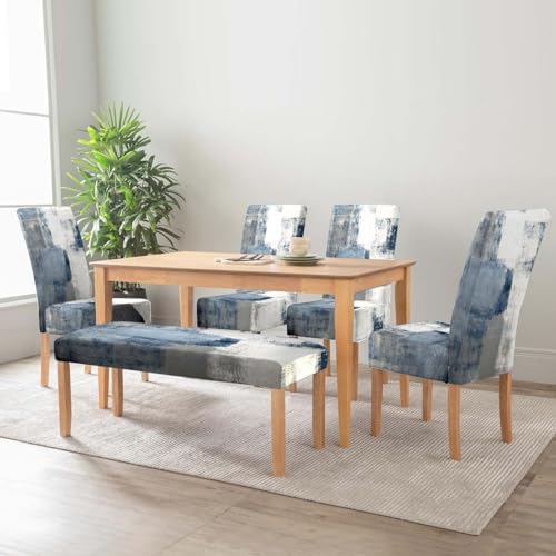 MCALK Blue Stretch Dining Bench Cover