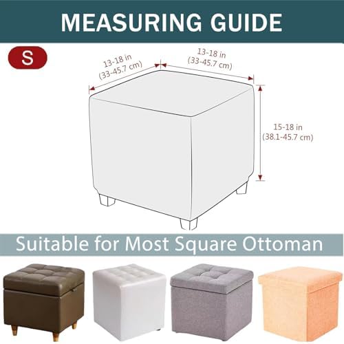 Dark Grey Small Stretch Storage Ottoman Slipcover