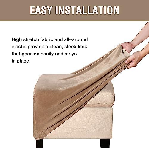 Velvet Ottoman Covers 2 Piece Set 40x40cm Square Footstool Slipcover
