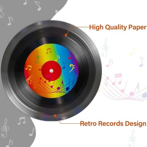 ZOIIWA 48PCS Records Theme Paper Plates 7in