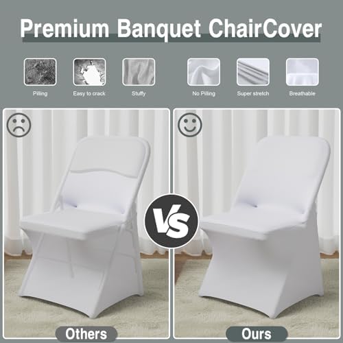 100 PCS White Folding Chair Covers for Events 1