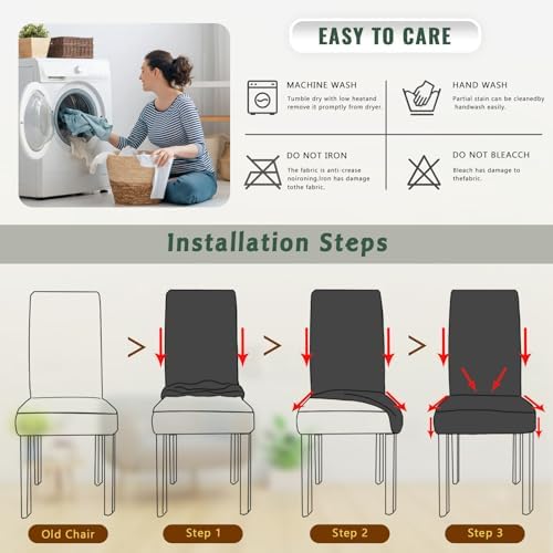 Oloepfo Dining Chair Covers Set of 6 Light Grey