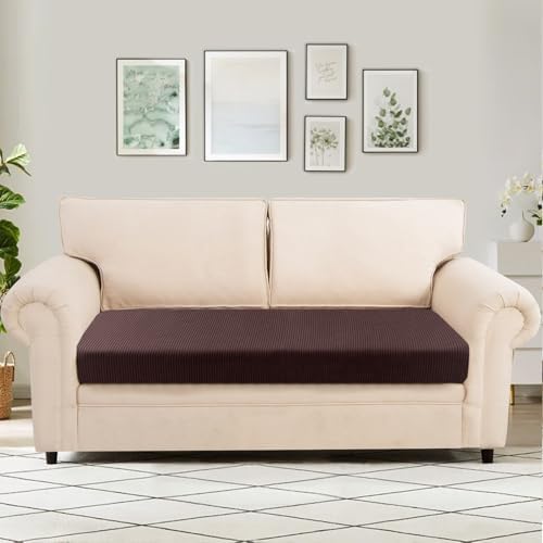 SearchI Stretch Jacquard Sofa Cushion Covers Medium Reddish Brown