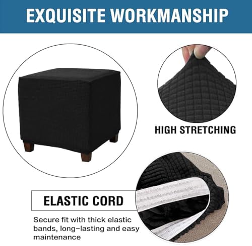 Daunkang Square Ottoman Slipcover with Elastic Bottom
