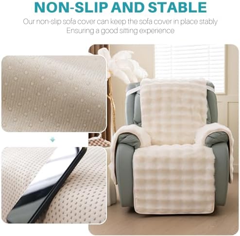 TOPCHANCES Thick Plush Rabbit Recliner Chair Cover