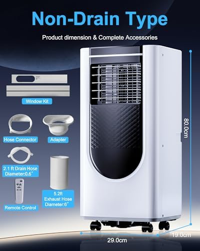 8000 BTU Portable Air Conditioner with Dehumidifier and Fan Mode