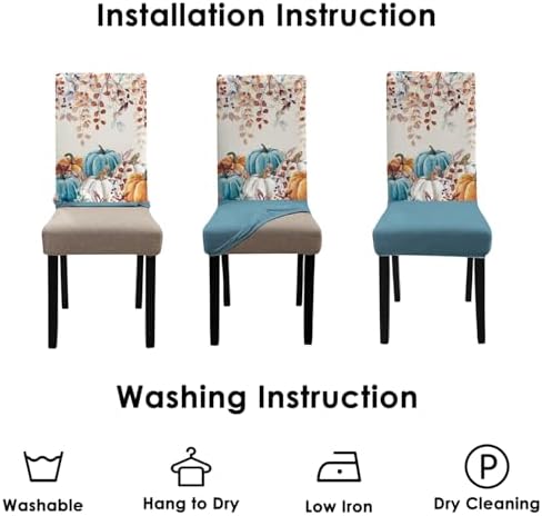 Faptoena Fall Chair Covers Set of 4 Blue Pumpkin Decor