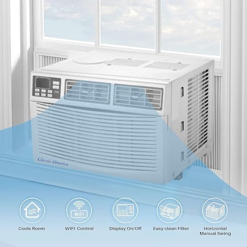 Vtronix Classic America 8000 BTU Window Air Conditioner - Cool Only White WiFi Enabled