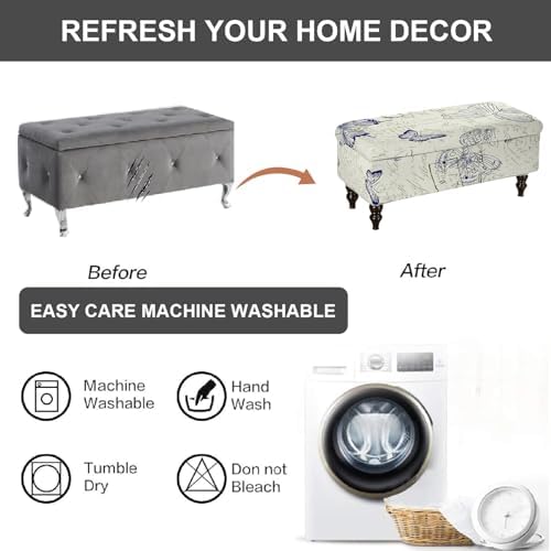 Eco-Ancheng Rectangle Ottoman Slipcover for Living Room