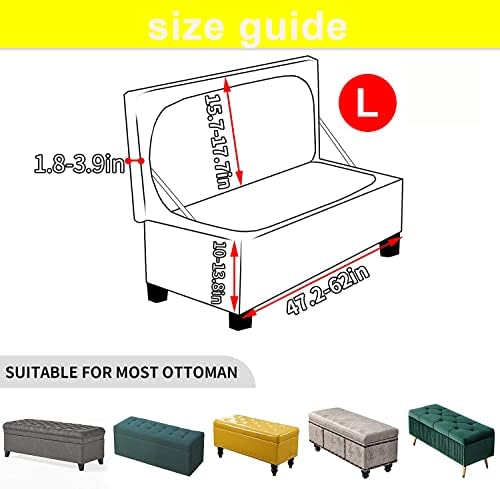 Stretch Ottoman Cover with Lid SML Storage Bench Slipcover