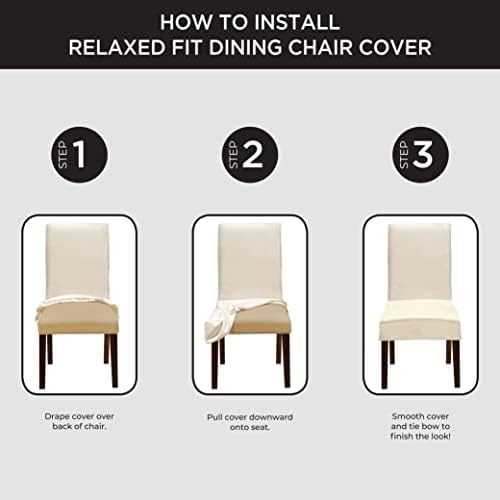 SureFit Stretch Pinstripe Dining Chair Slipcover Cream