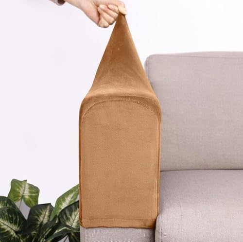 Stretch Velvet Armrest Covers Spandex Anti-Slip for Sofas and Chairs