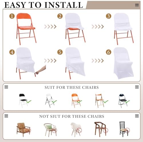 Newwiee Spandex Chair Covers 25 Pcs White Universal Foldable